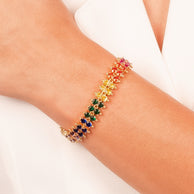 Pulsera cristales colores oro