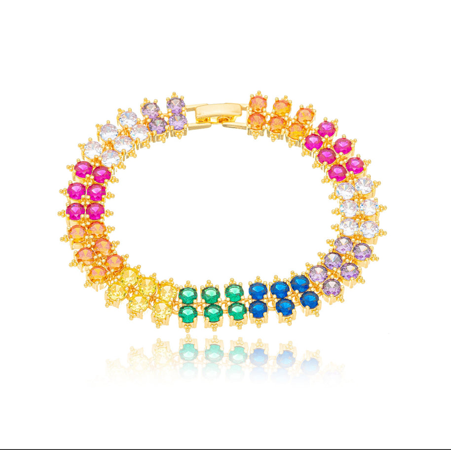 Pulsera cristales colores oro