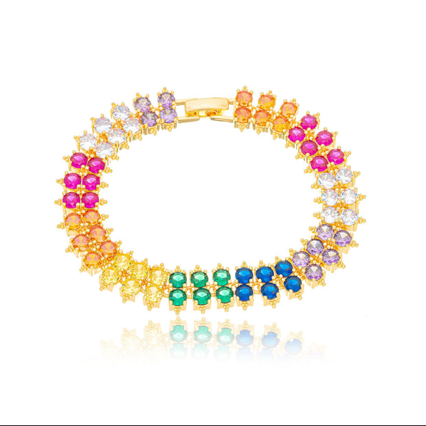 Pulsera cristales colores oro