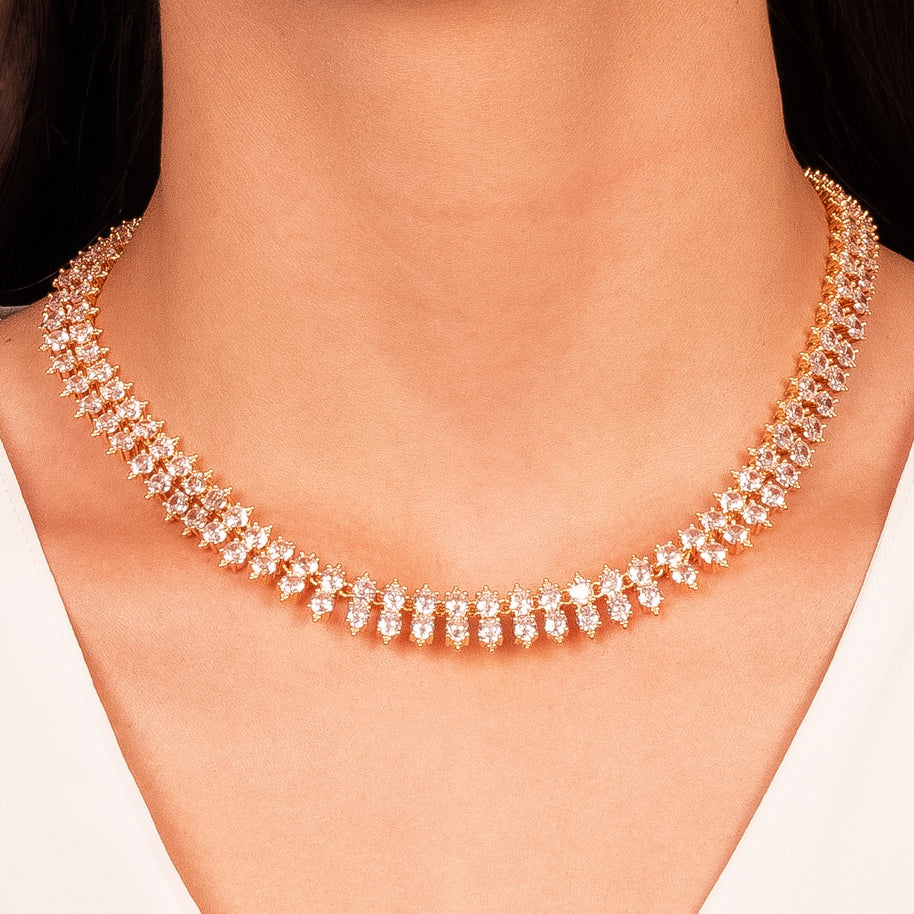 Collar choker cristales oro