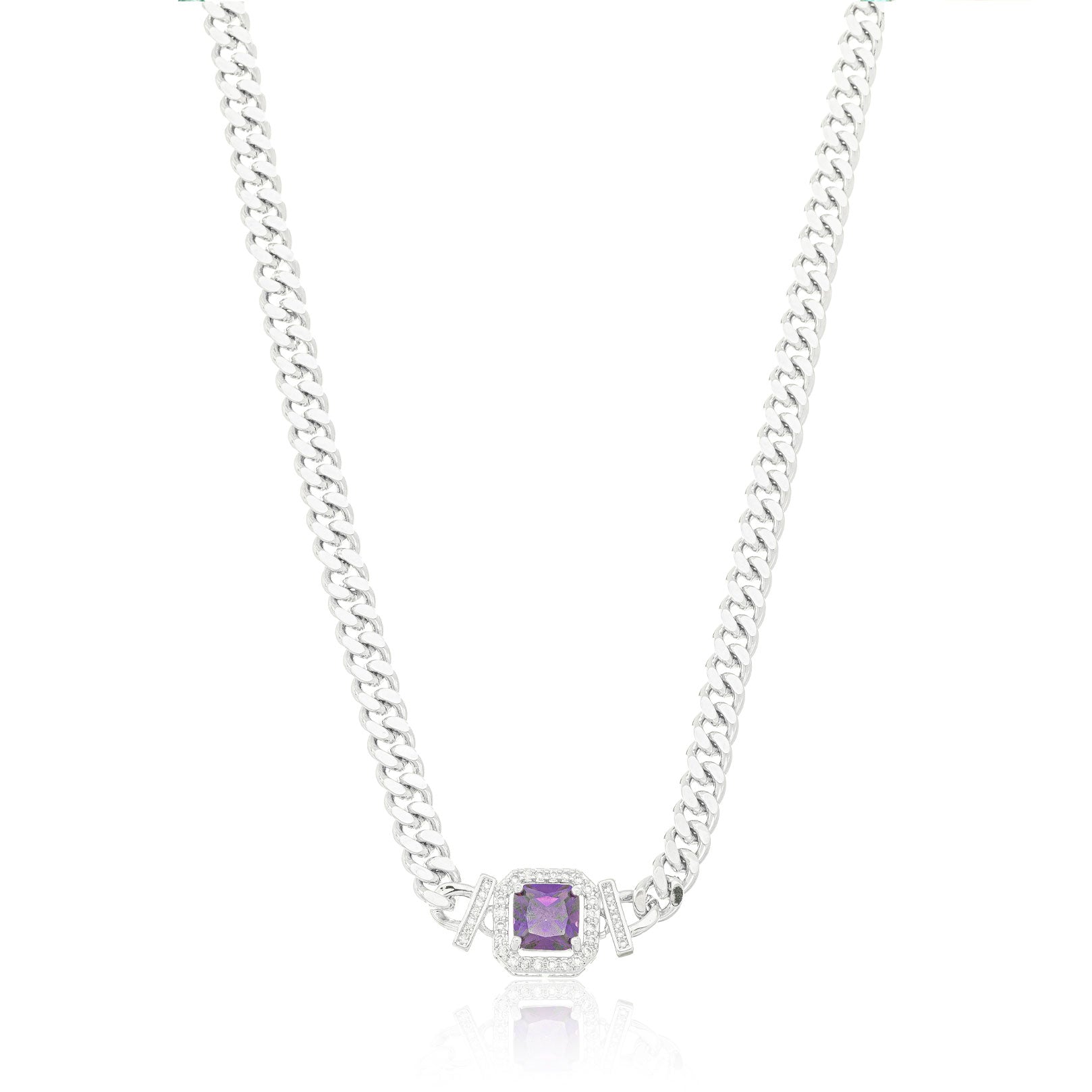 Collar grumet amatista rodio