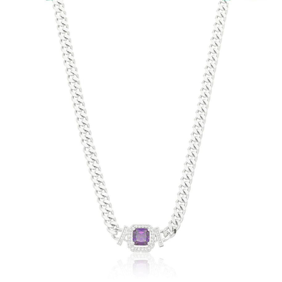 Collar grumet amatista rodio