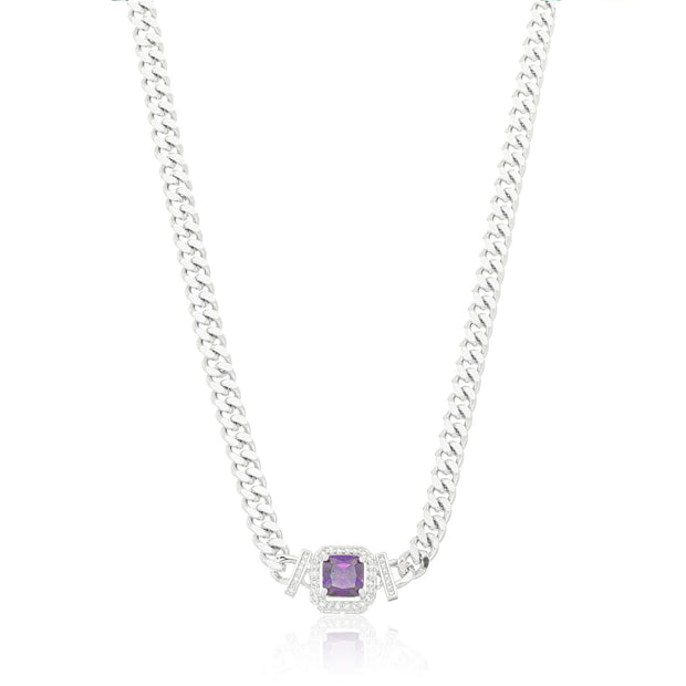Collar grumet amatista rodio