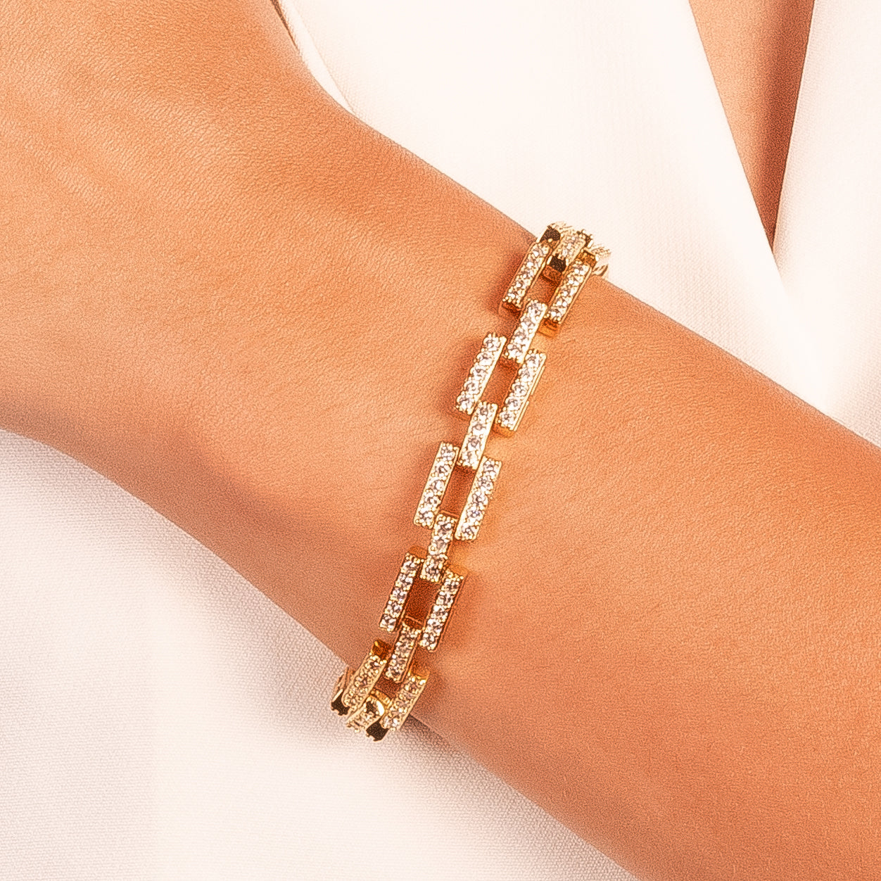 Pulsera eslabones cuadrados zirconia