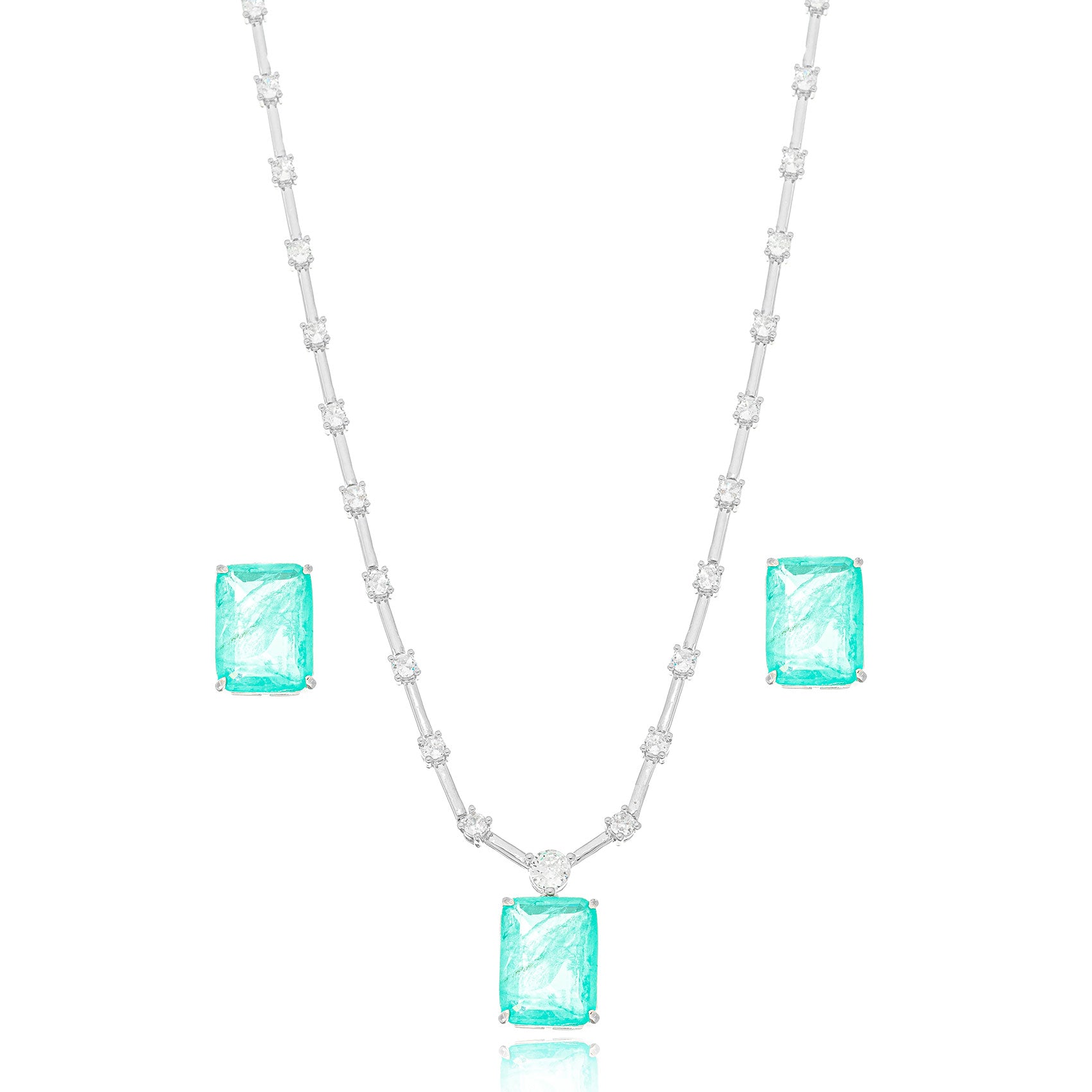 Conjunto rectangular turmalina rodio