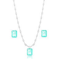 Conjunto rectangular turmalina rodio