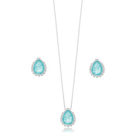 Conjunto gota acqua marine rodio