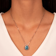 Conjunto gota acqua marine rodio