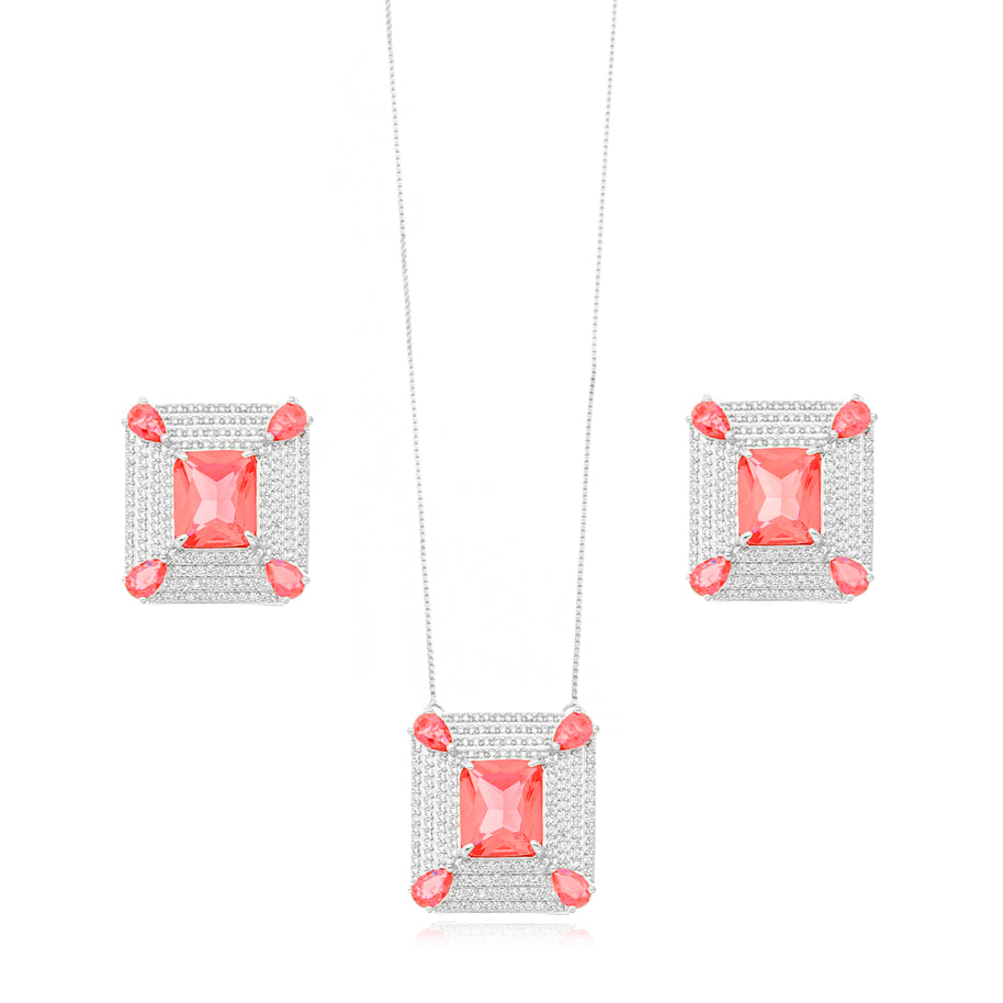 Conjunto cuadrado Rubi rodio