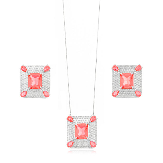 Conjunto cuadrado Rubi rodio