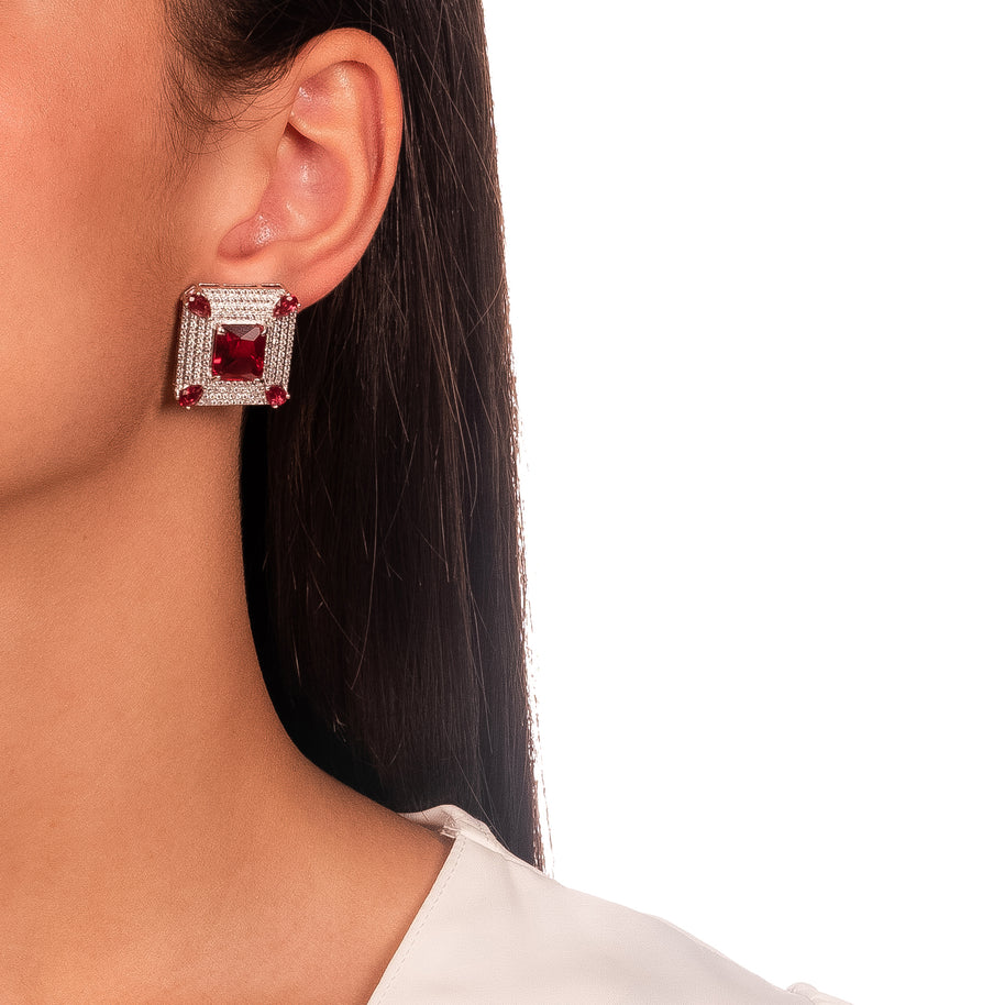 Conjunto cuadrado Rubi rodio