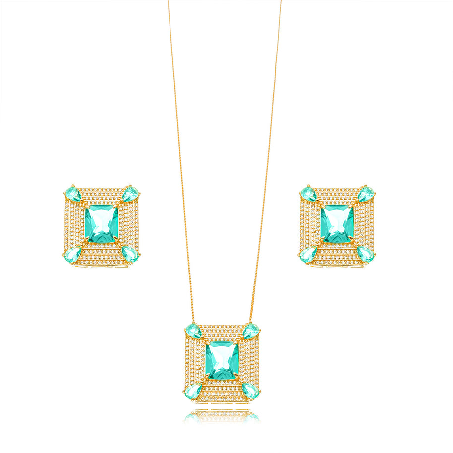 Conjunto cuadrado Turmalina oro