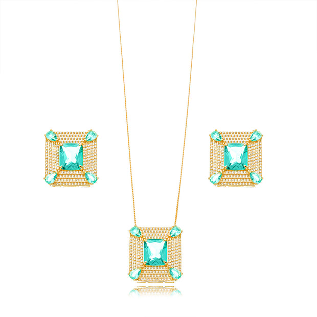 Conjunto cuadrado Turmalina oro