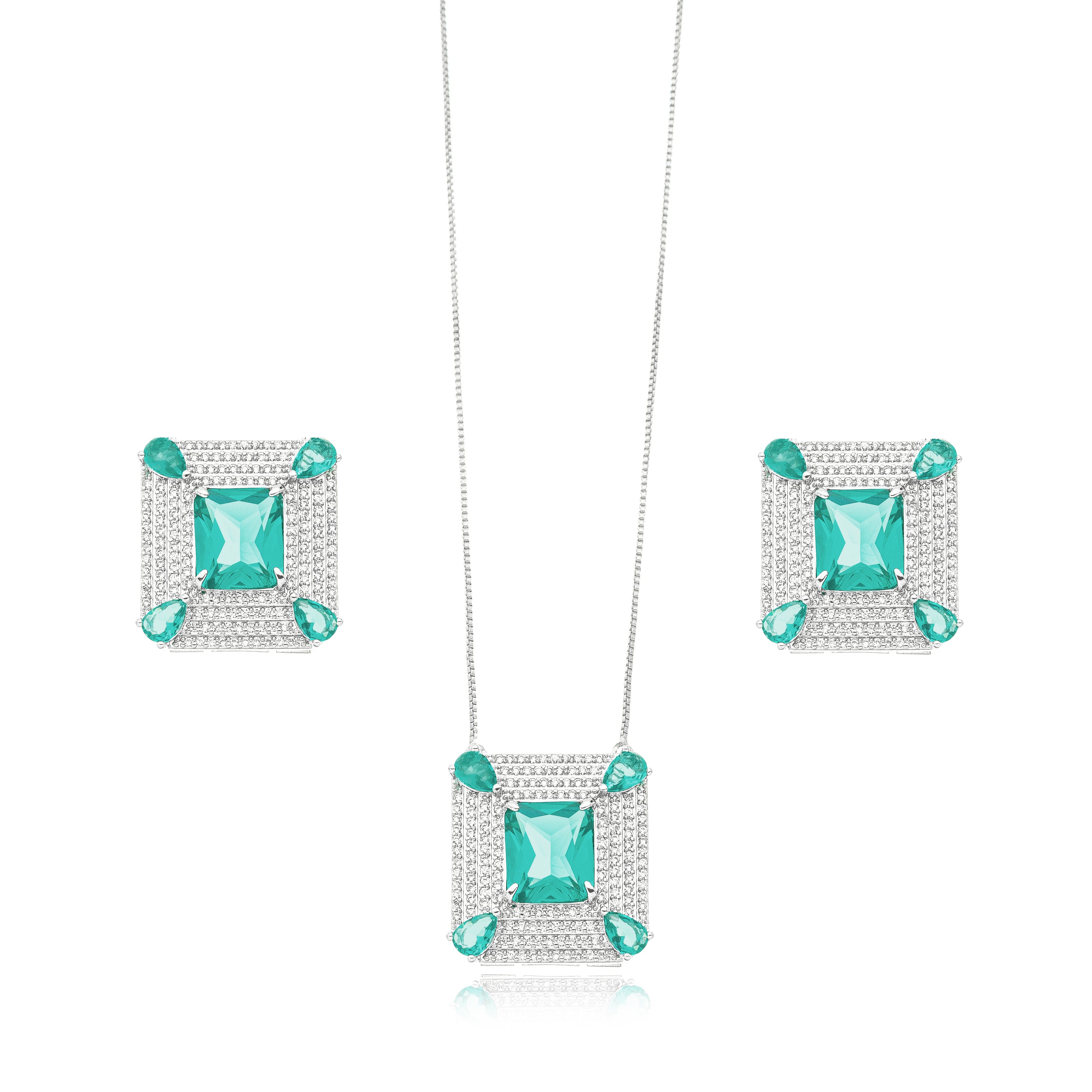 Conjunto cuadrado Turmalina rodio