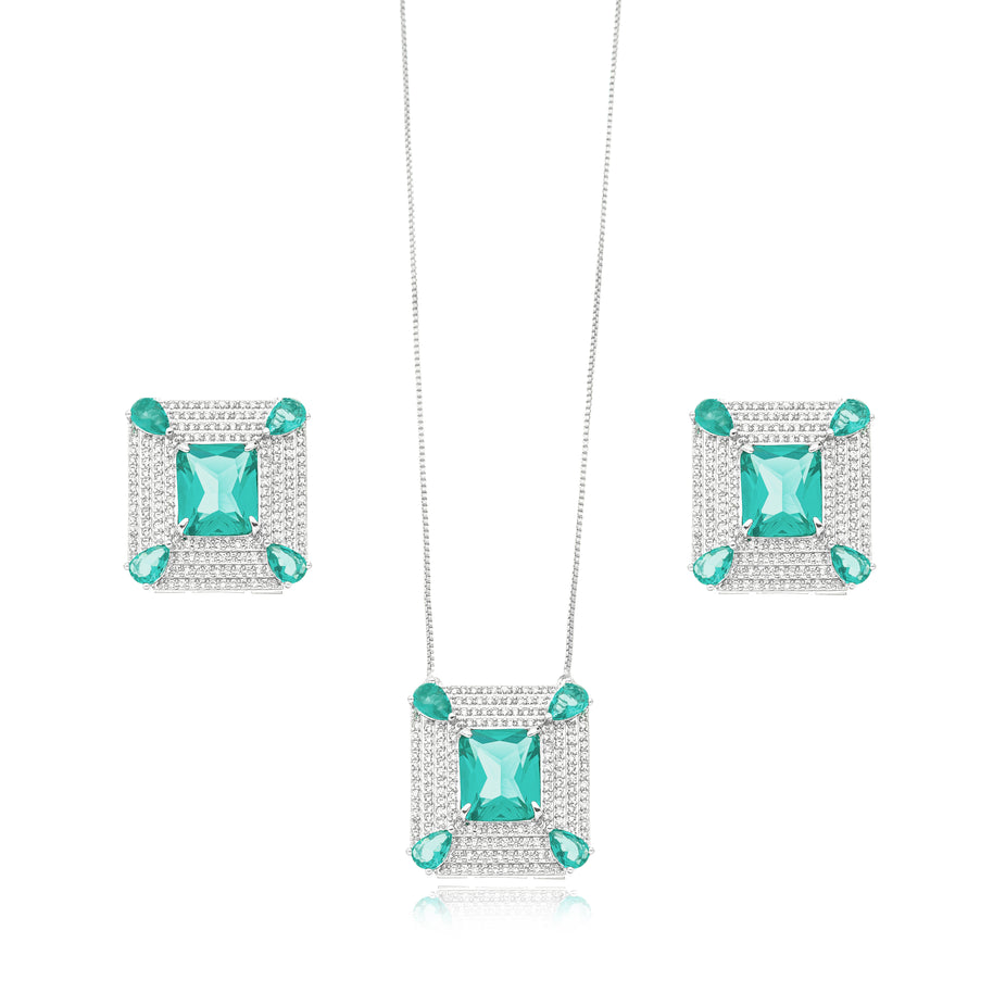 Conjunto cuadrado Turmalina rodio