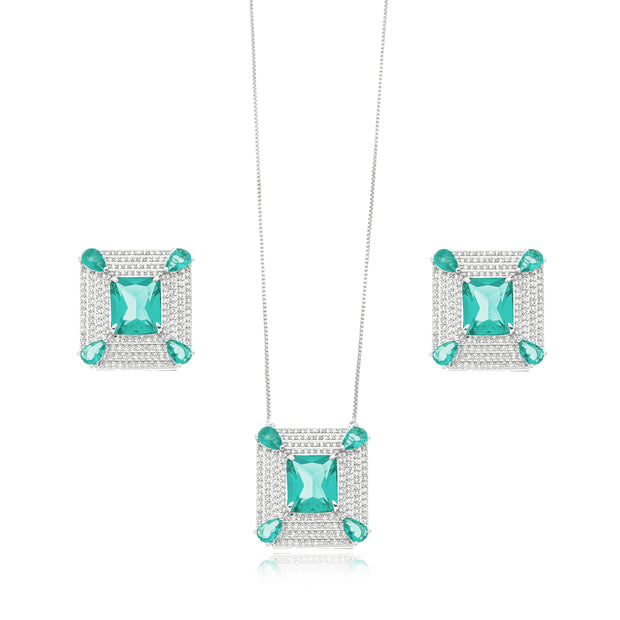 Conjunto cuadrado Turmalina rodio