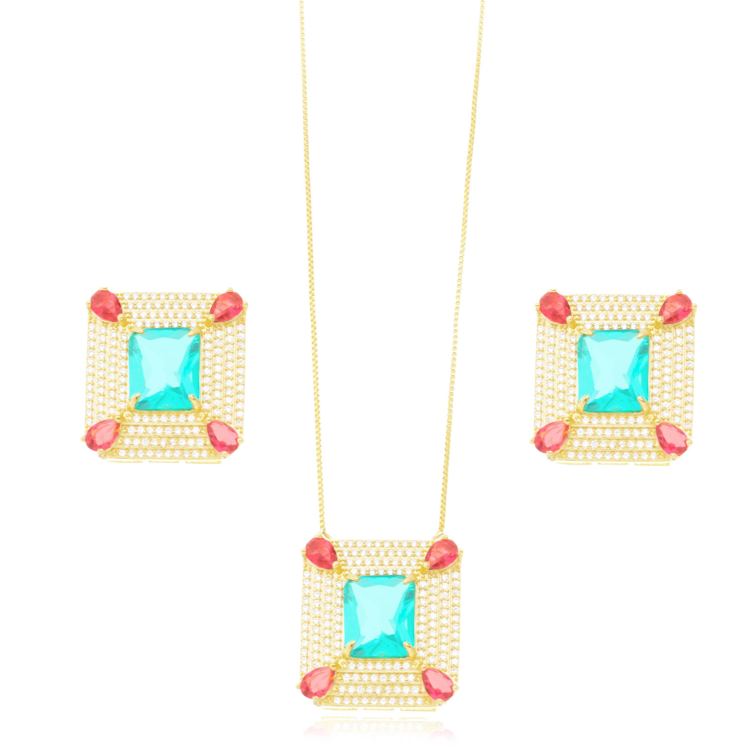 Conjunto cuadrado Turmalina rubí