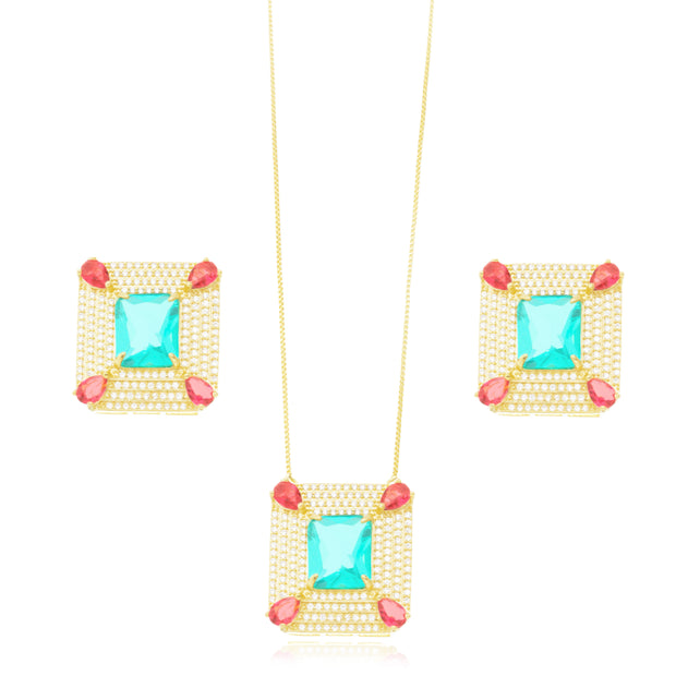 Conjunto cuadrado Turmalina rubí