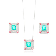 Conjunto cuadrado Turmalina rubí rodio