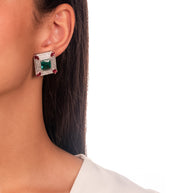 Conjunto cuadrado Turmalina rubí rodio