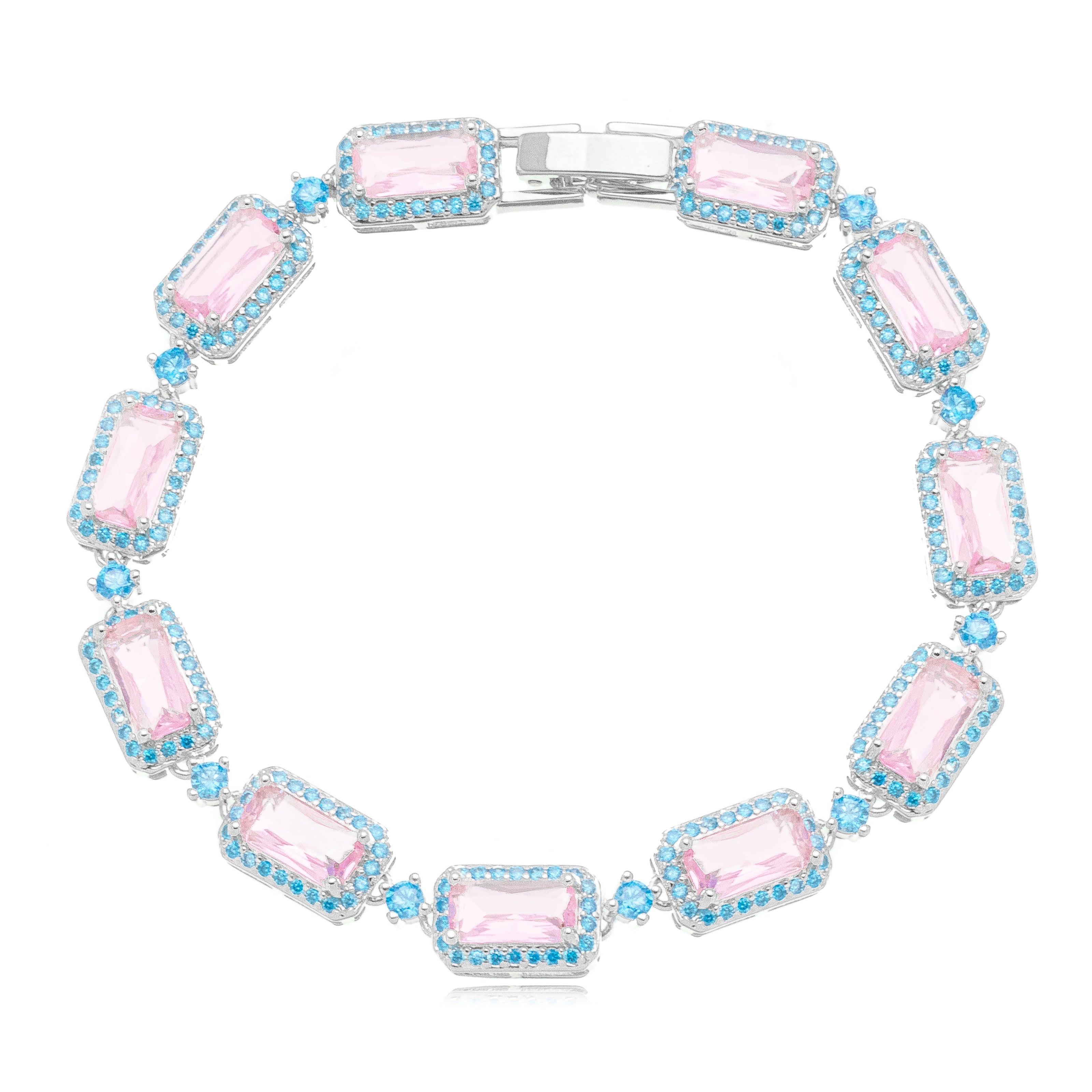 Pulsera rosa cuarzo zirconia
