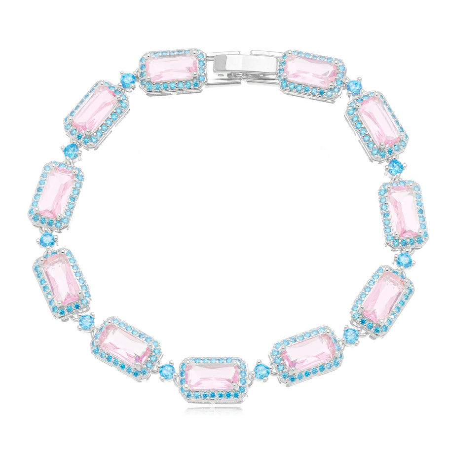Pulsera rosa cuarzo zirconia