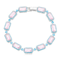 Pulsera rosa cuarzo zirconia