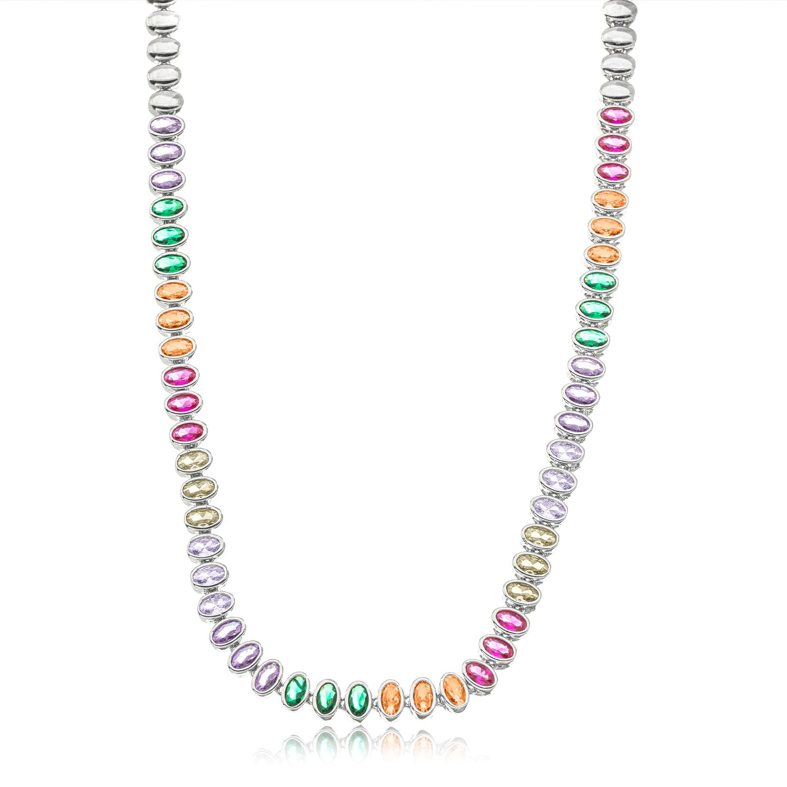 Collar choker cristales colores rodio