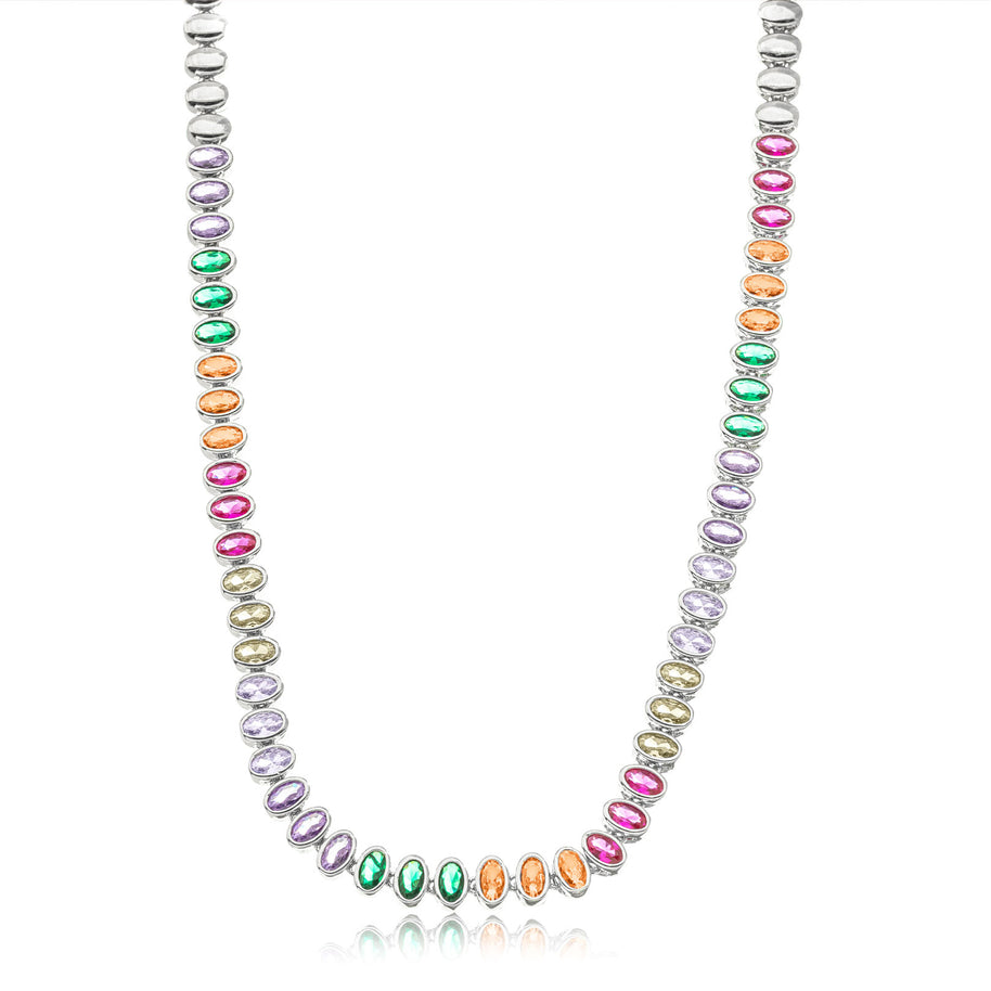Collar choker cristales colores rodio