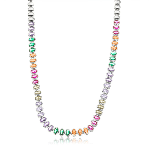 Collar choker cristales colores rodio