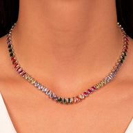Collar choker cristales colores rodio
