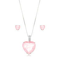 Conjunto corazón rosa rodio