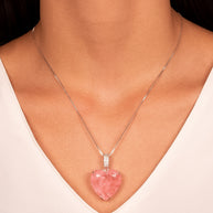 Conjunto corazón rosa rodio