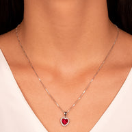 Conjunto corazón rubí rodio