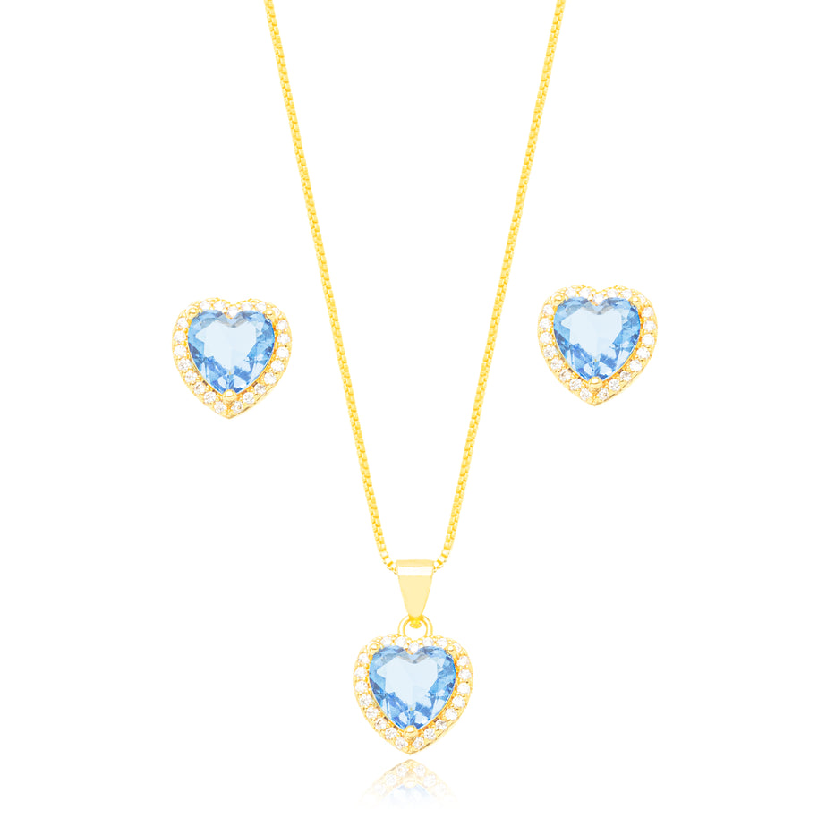 Conjunto corazón acqua marine