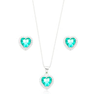 Conjunto corazón turmalina rodio