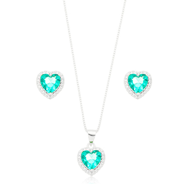 Conjunto corazón turmalina rodio
