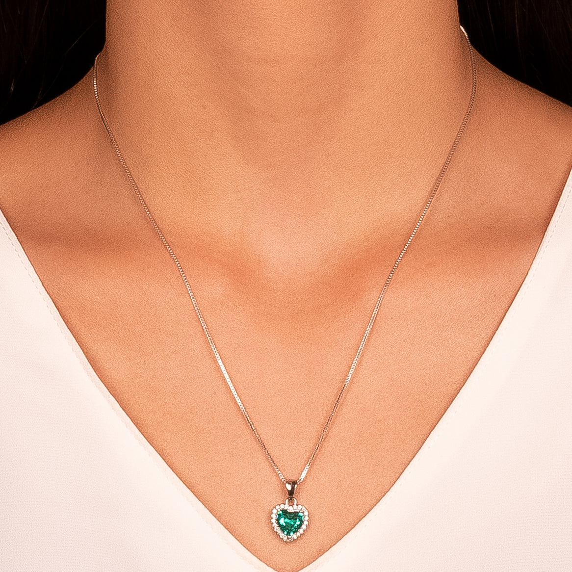 Conjunto corazón turmalina rodio