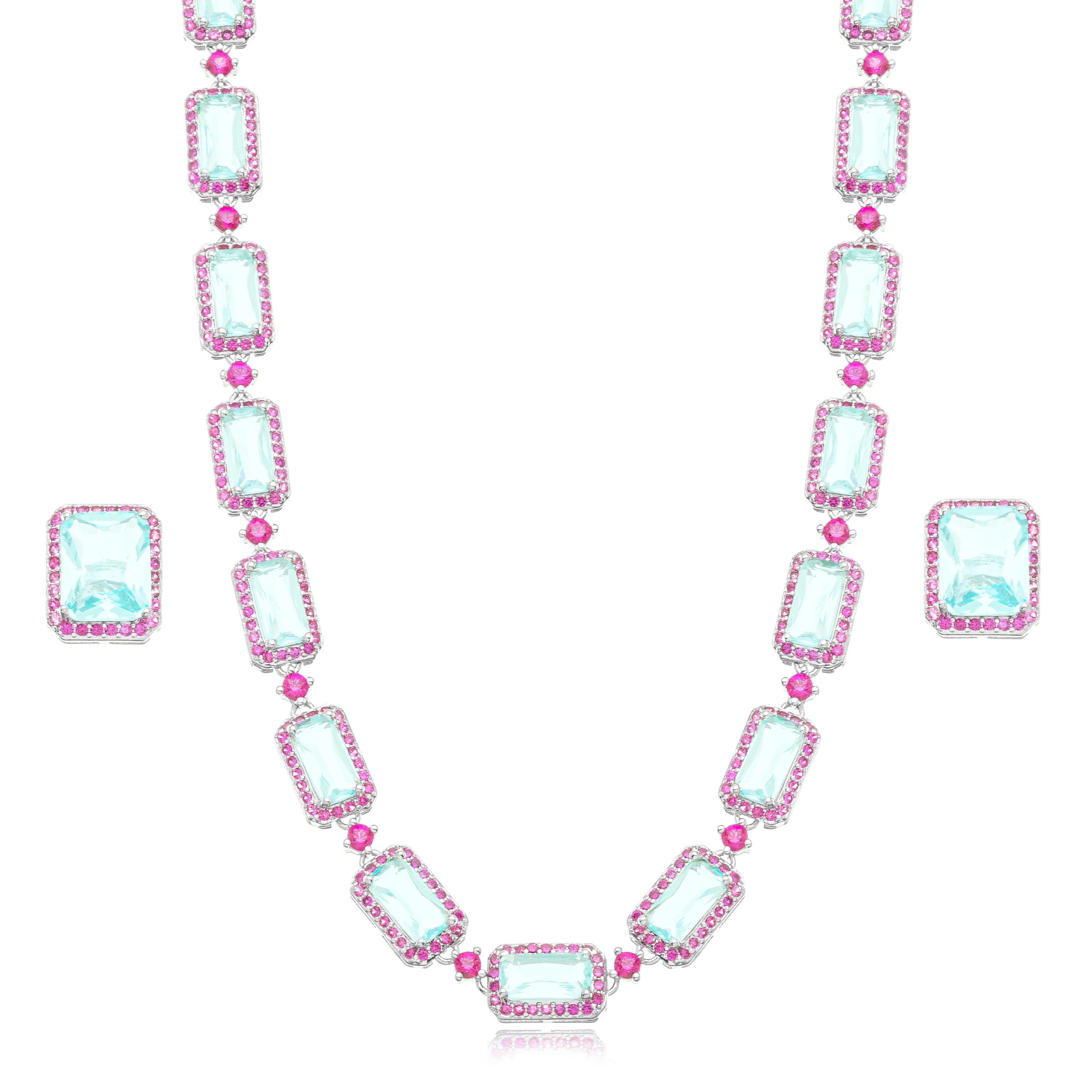 Conjunto acqua marine rodio