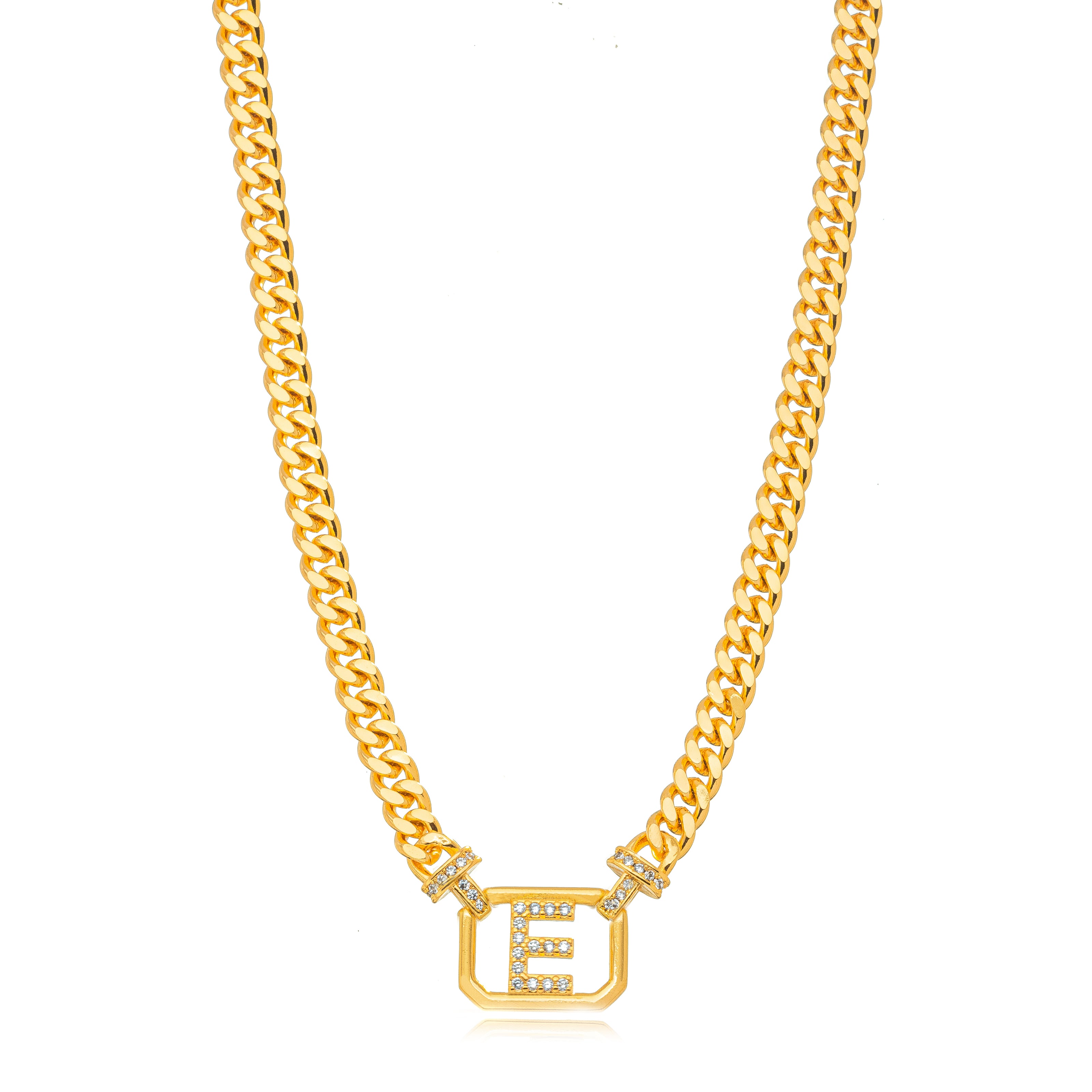 Collar eslabones grumet letra E