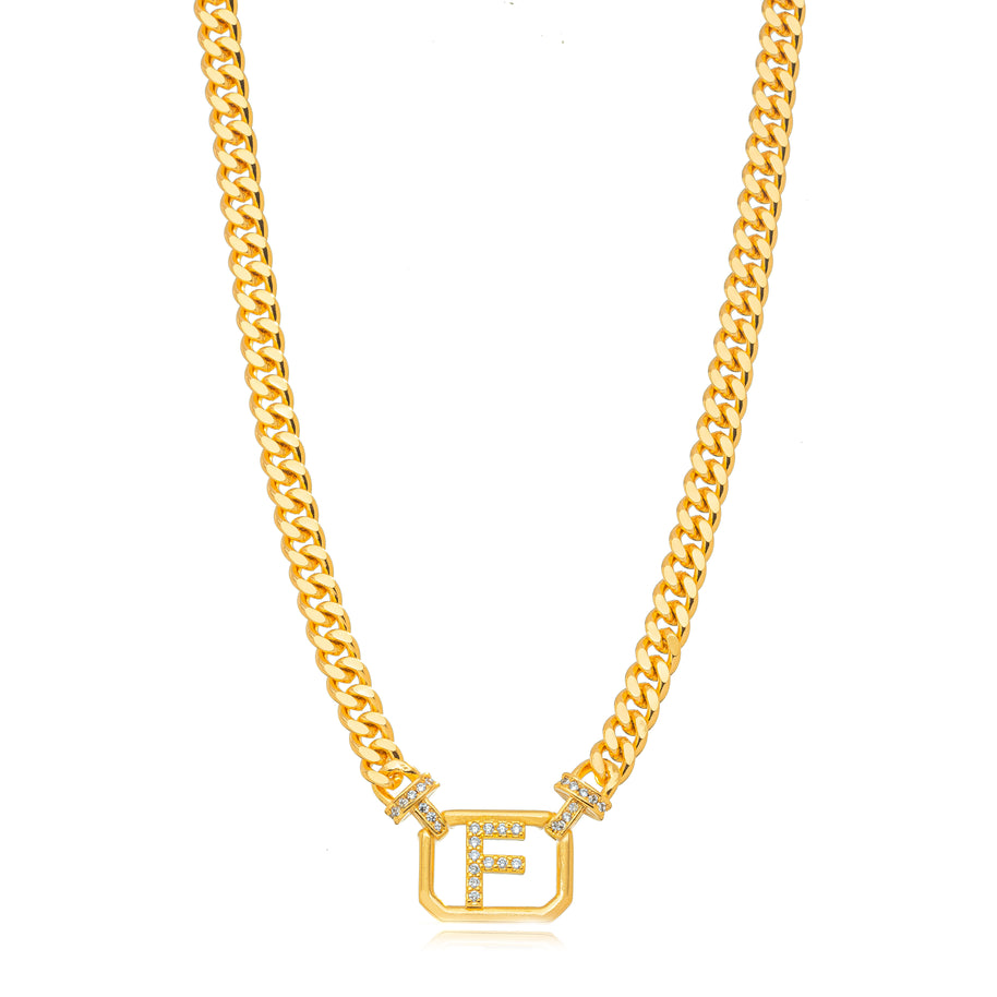 Collar eslabones grumet letra F