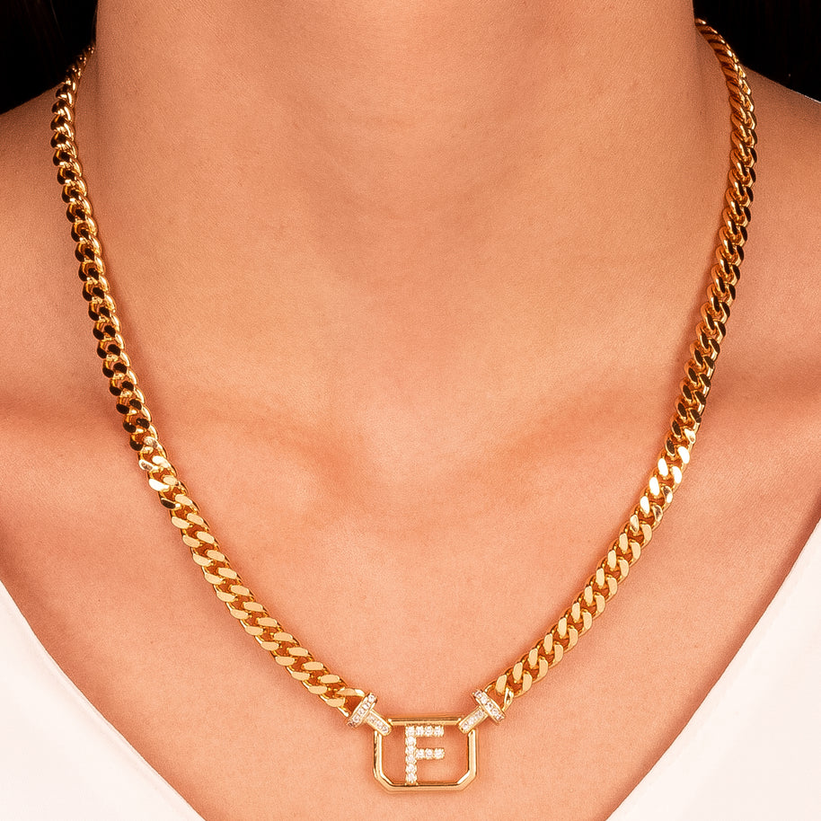 Collar eslabones grumet letra F