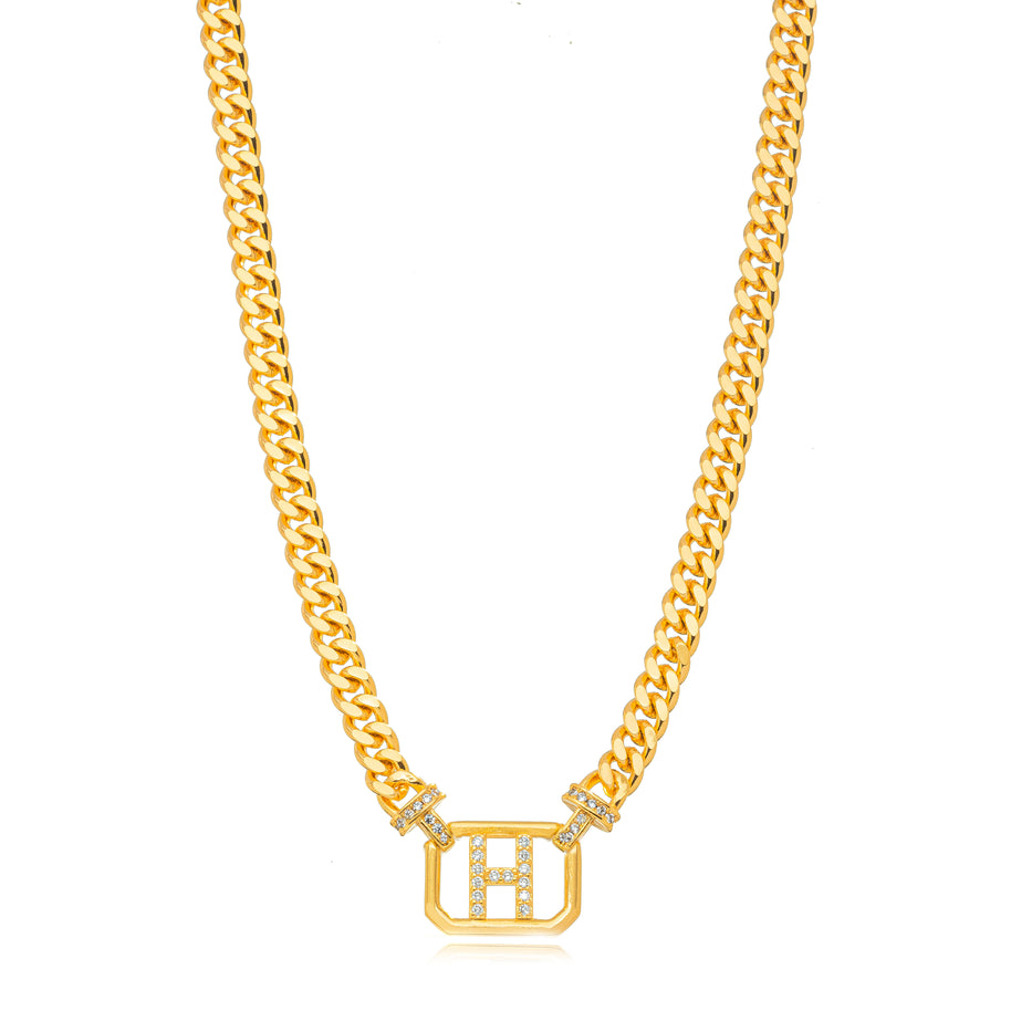 Collar eslabones grumet letra H