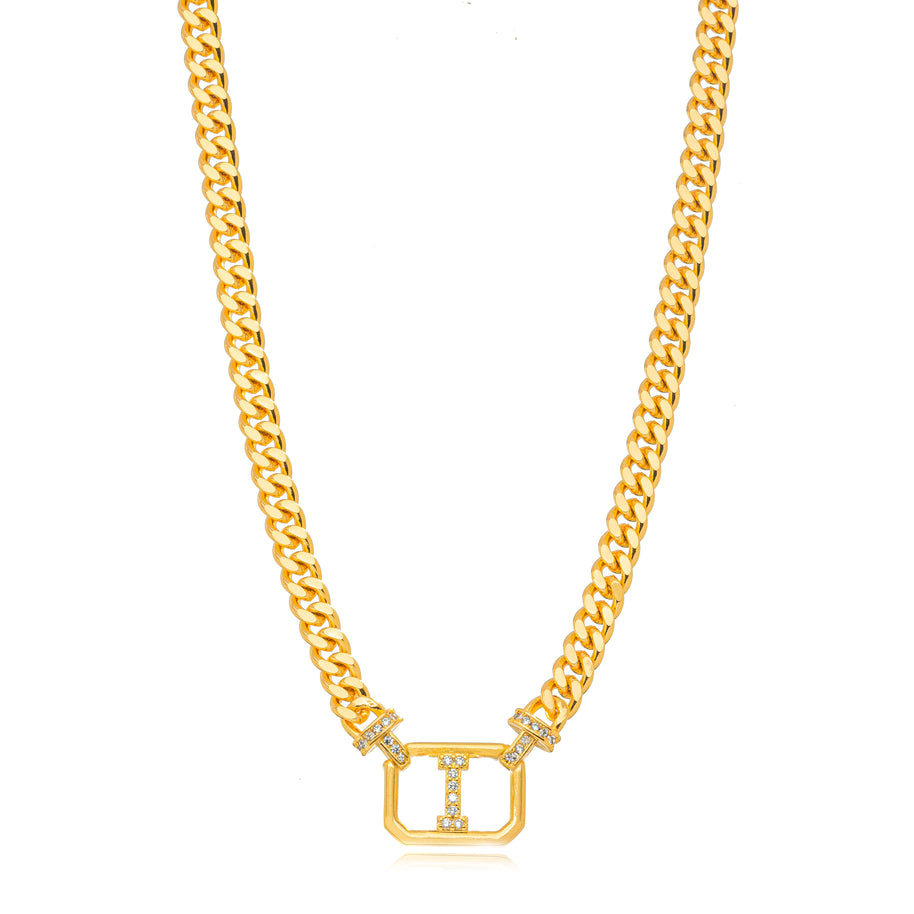 Collar eslabones grumet letra I
