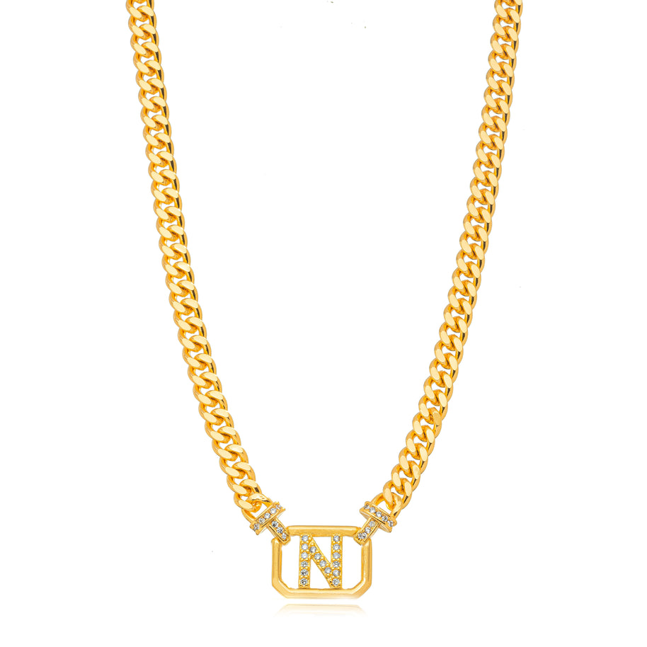 Collar eslabones grumet letra N