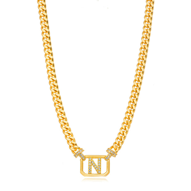 Collar eslabones grumet letra N
