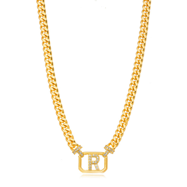 Collar eslabones grumet letra R