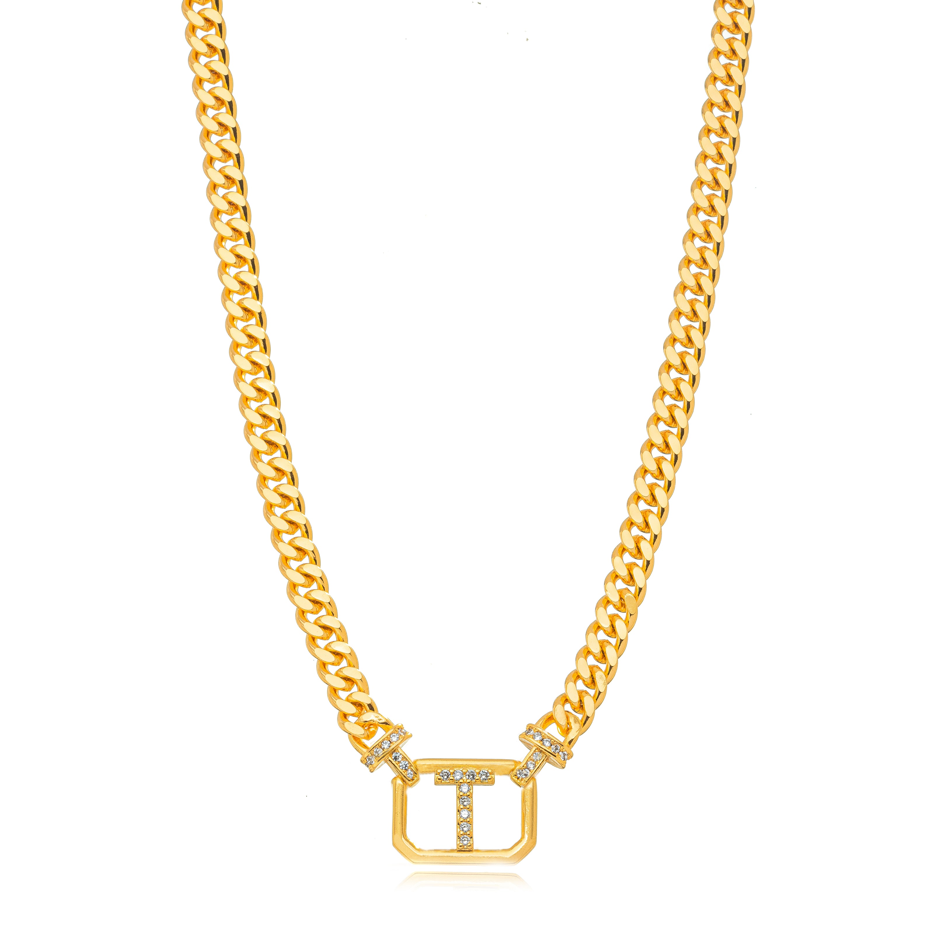 Collar eslabones grumet letra T