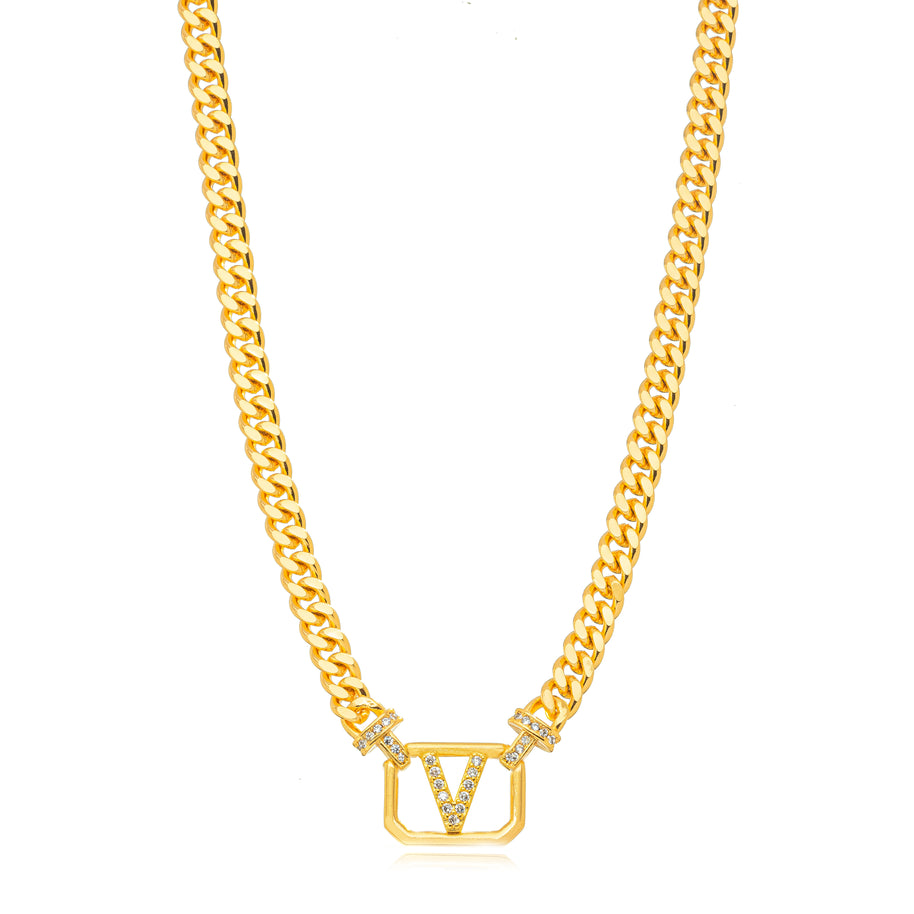 Collar eslabones grumet letra V