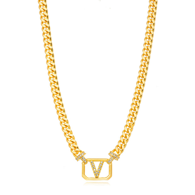 Collar eslabones grumet letra V